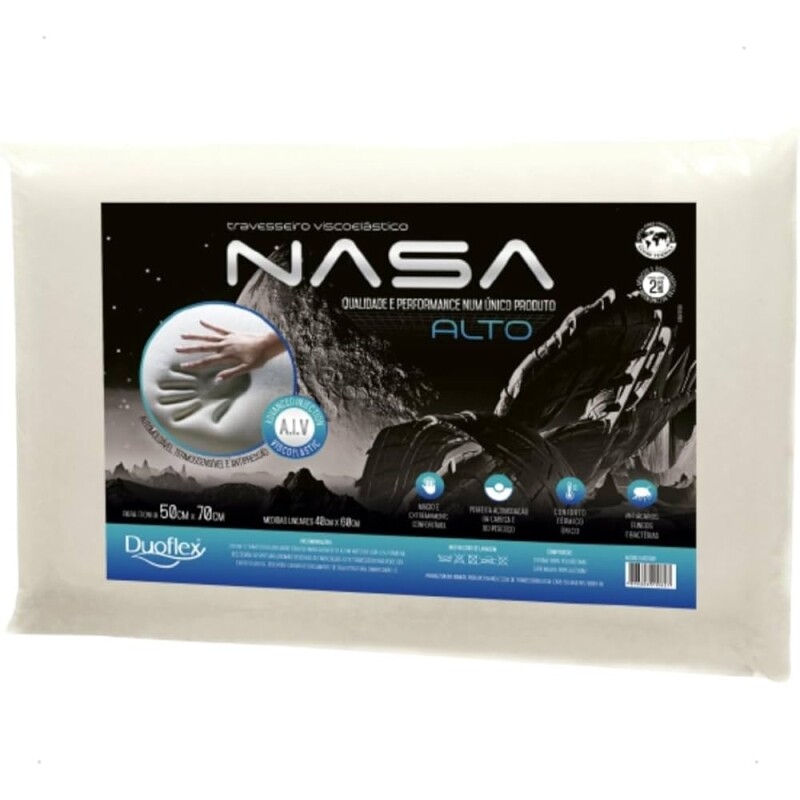 Travesseiro Nasa-X Alto Duoflex Bege Para fronha 50cmx70cm Espuma 100% poliuretano