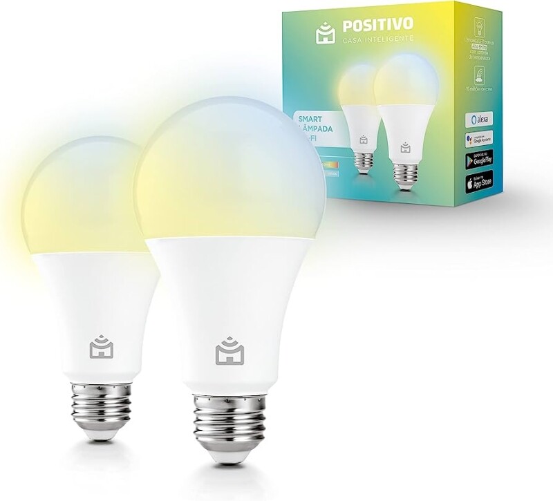 Kit Smart Lâmpada Wi-Fi Positivo Casa Inteligente Branca Quente e Fria Colorido RGB LED 9W Bivolt