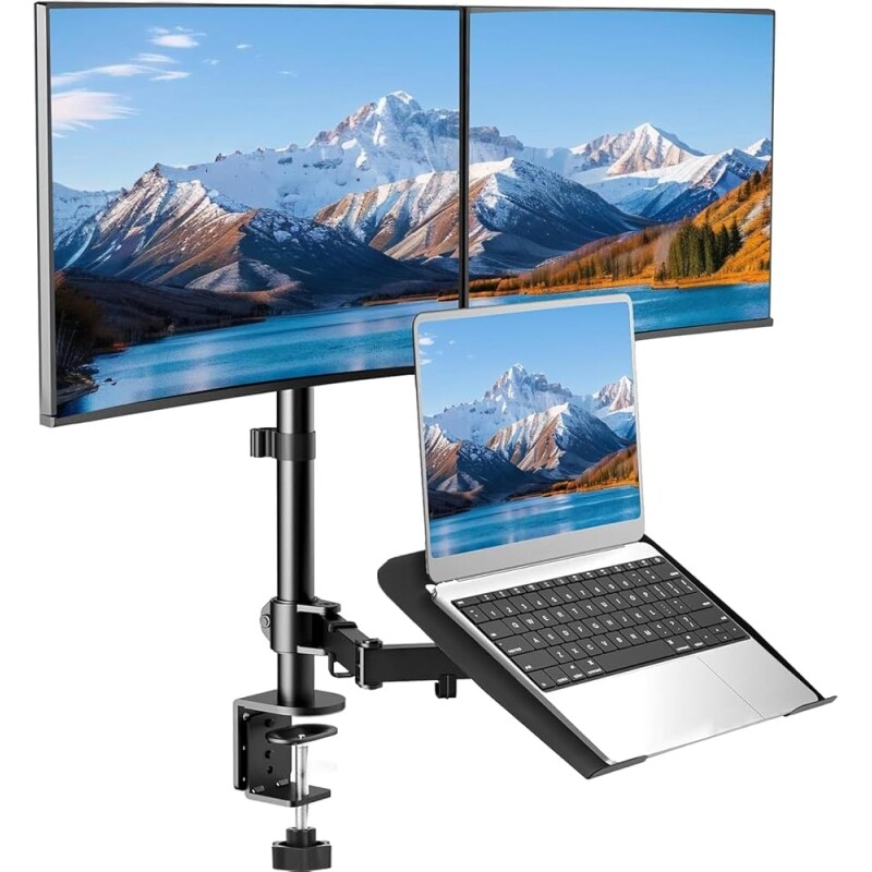 Suporte Articulado para Monitor Duplo e Notebook