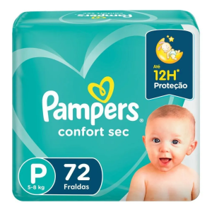 Fralda Descartável Infantil Pampers Confort Sec P Pacote 72 Unidades Leve Mais Pague Menos