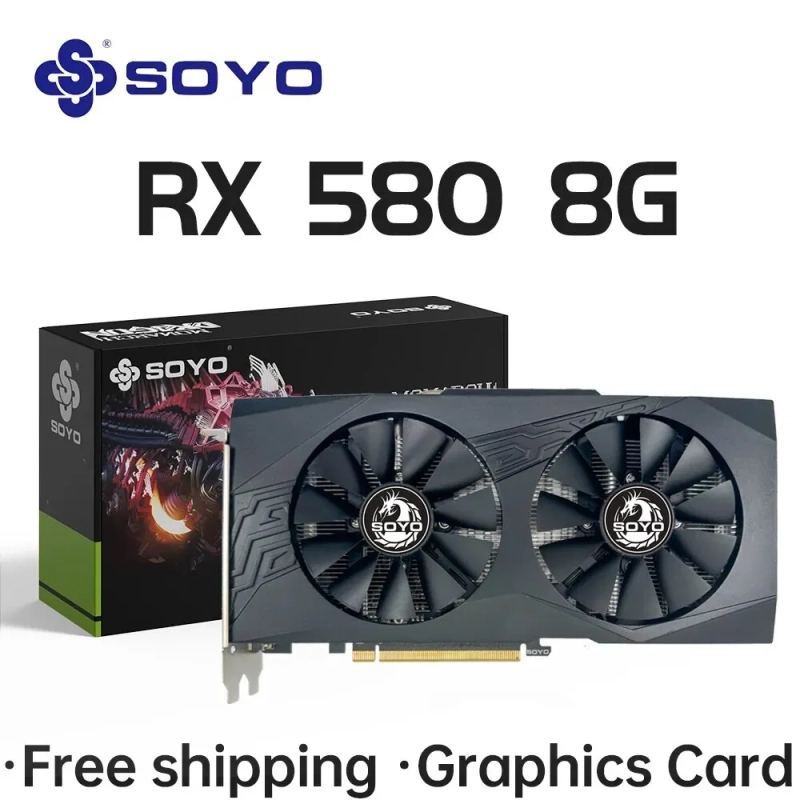 SOYO-Radeon RX580 Placas gráficas Memória GDDR5 Placa de videogame Componentes do computador desktop GPU PCIE3.0 x