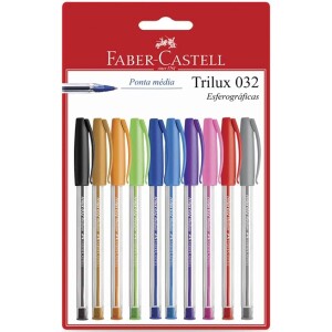 Caneta Esferográfica Colorida Faber-Castell Trilux Colors SM/032ESC10 10 Cores