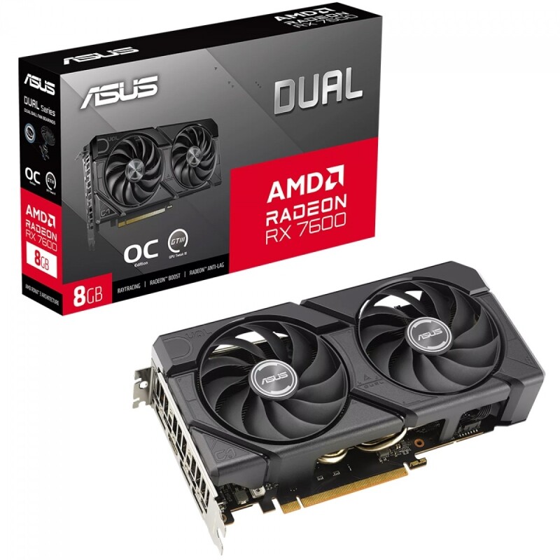Placa De Vídeo Asus Dual AMD Radeon RX 7600 EVO OC Edition 8GB GDDR6 FSR Ray Tracing DUAL-RX7600-O8G-EVO