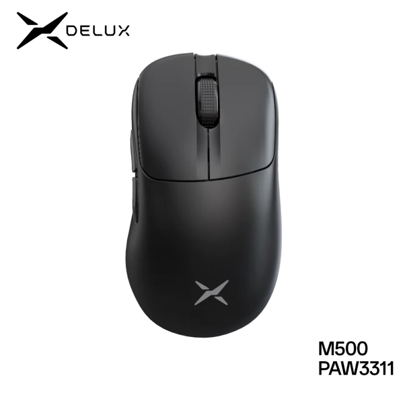 Delux m500 mouse para jogos sem fio ergonômico paw3311 12000dpi leve 59g para mãos direita pequenas a mé