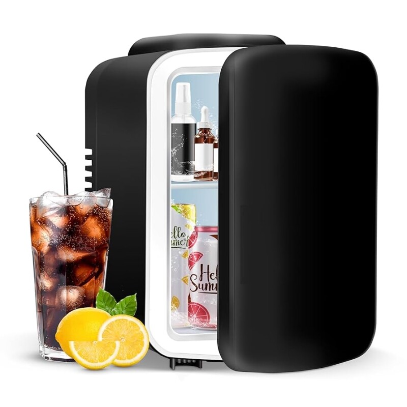 YSSOA - Mini frigorífico de 4 litros 6 latas refrigerador portátil e aquecedor frigoríficos compactos para alimentos
